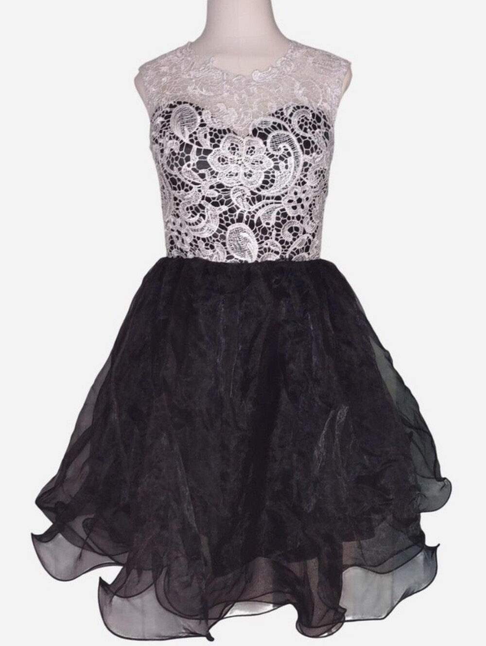 Grace Karin Black and White Lace Tulle Formal Homecoming Dress